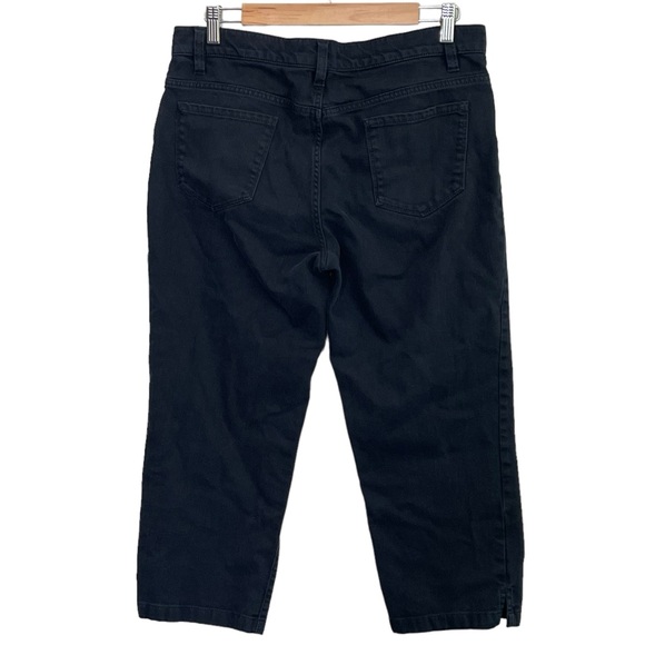 Talbots Black Denim Straight Capris Jeans Size 10 Minimalist Casual Stretch - Picture 2 of 8